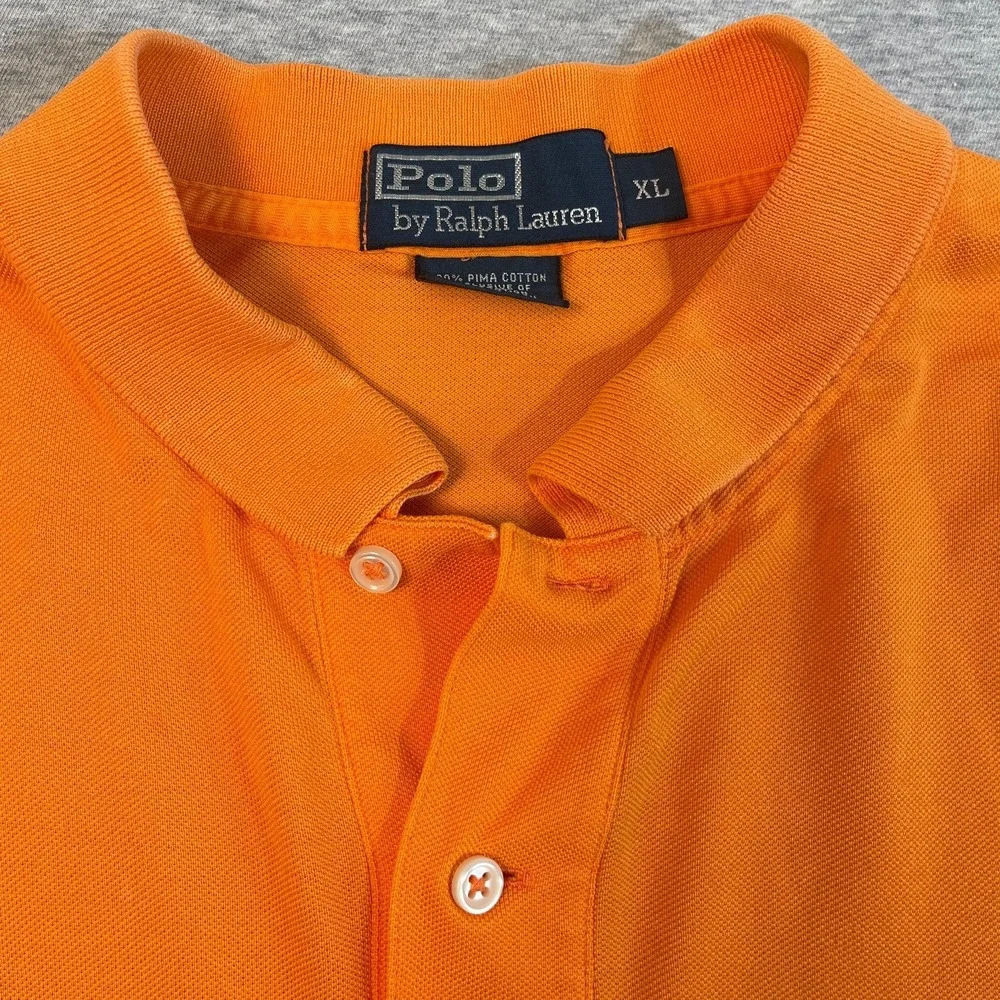 Polo Ralph Lauren Shirt Mens XL Orange Pima Cotton Multi Color Pony Polo Tee